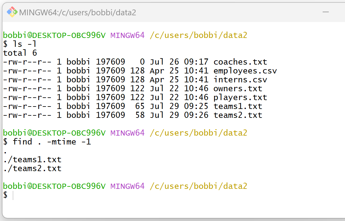 Bash find files that have changed in last 24 hours
