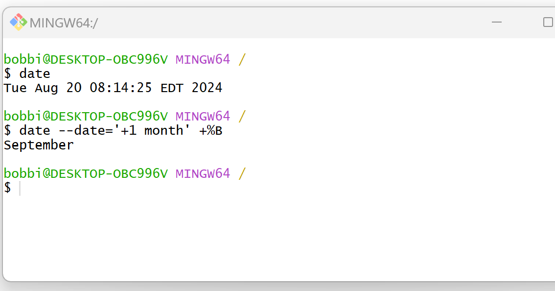 Bash get next month